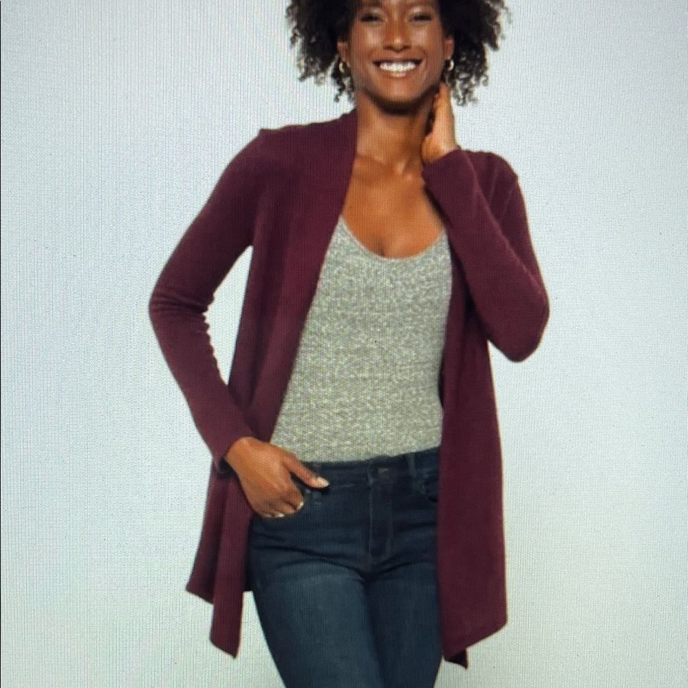 41 Hawthorne‎ 100% Cashmere Leena Draped Maroon Cardigan Size Large